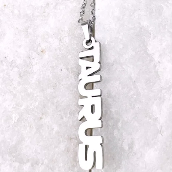 Taurus Zodiac Astrology 2.5” Necklace Pendant Silver Stainless Steel Charm - Picture 1 of 3